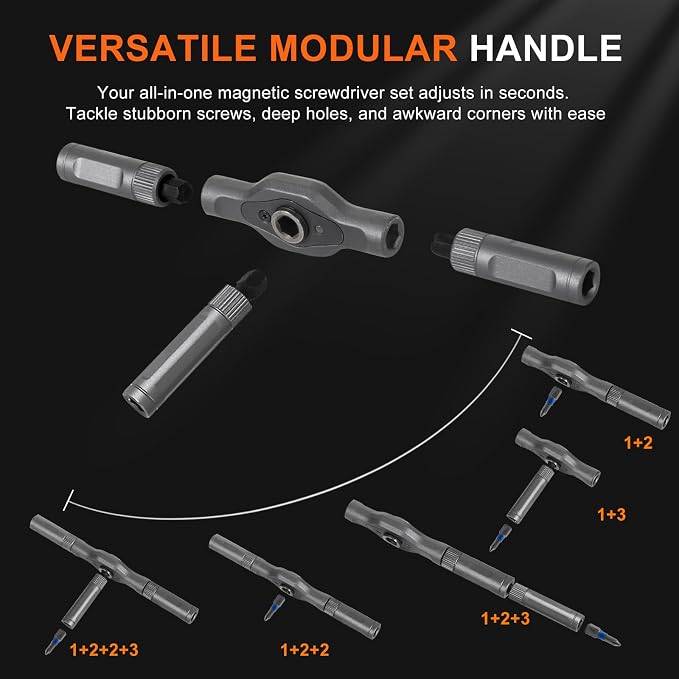 42 in 1 Magnetic Screwdriver Set, Ratcheting Screwdriver with S2 Steel Bits & Case, Screw Driver Tool Kit for Furniture, Tight Spaces, Electronics - Ideal Gift for Men, Women & DIYers (Orange)