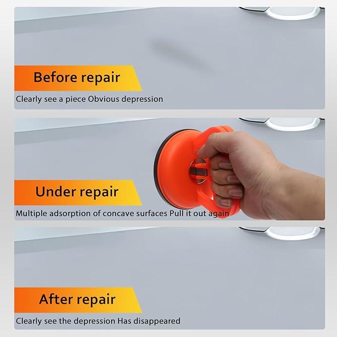 Dent Remover Tool for Car, Car Body Repair Dent Removal Tools, Orange Suction Cup Dent Puller, Hail Damage Repair Kit Dent Puller Tool