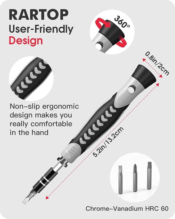 Screwdriver Set – Precision Screwdriver Bit Sets 130 in 1, Mini Hex Phillips Torx Slotted Screwdriver Bit Set with Tool Box, Ideal for Electronics, Laptop, iPhone, Jewelers and More(130-IN-Red)