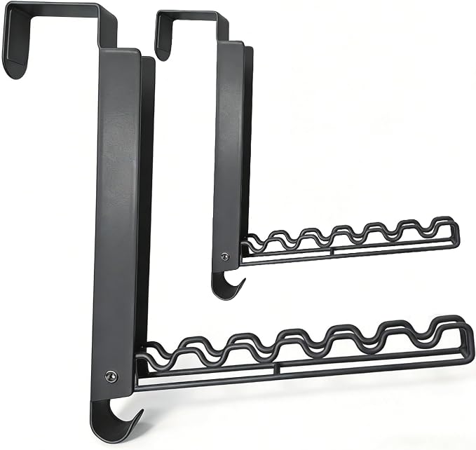 Over The Door Drying Rack with Hooks, Double Folding Portable Small Space Storage for Laundry Bathroom Travel Bedroom Drying (2Pack, Black)
