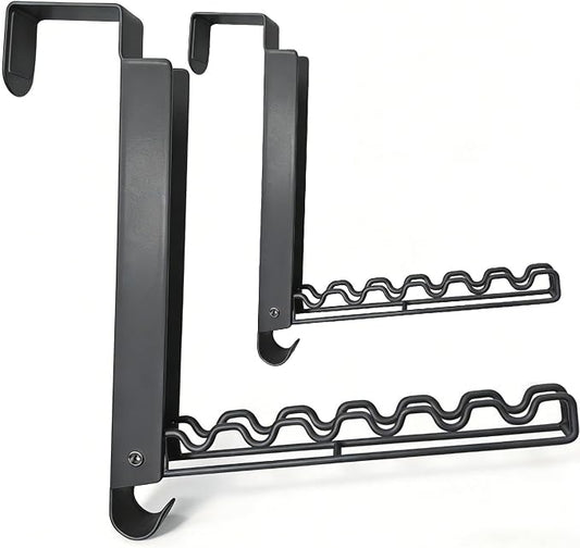 Over The Door Drying Rack with Hooks, Double Folding Portable Small Space Storage for Laundry Bathroom Travel Bedroom Drying (2Pack, Black)