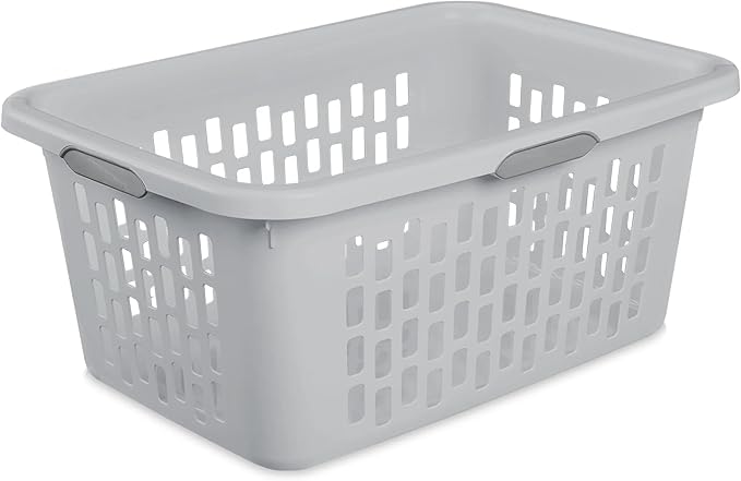 2-Bushel Plastic Laundry Hamper with 4 Ergonomic Handles – BPA-Free, Spacious Design for Household Use, Gray (1PC)