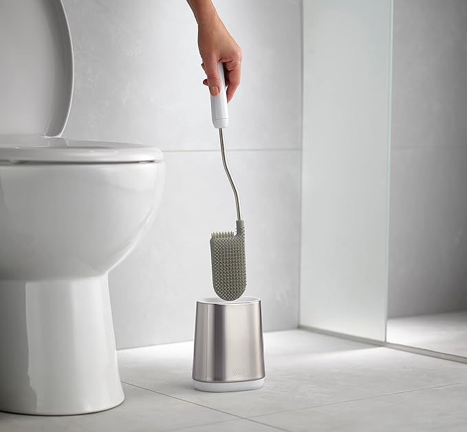 Joseph Joseph Flex Lite Stainless Steel Toilet Brush, Pack of 2, White