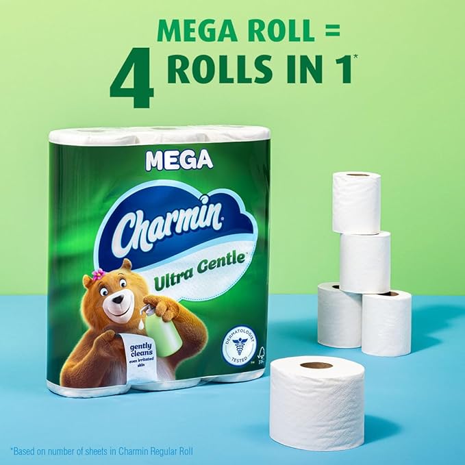 Charmin Ultra Gentle Toilet Paper, 24 Mega Rolls (Equivalent to 96 Regular Rolls),White