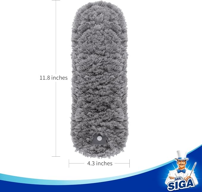 MR.SIGA Lint Free Microfiber Duster Refills, Machine Washable, 2 Pack | Replacement head of MR.SIGA microfiber duster