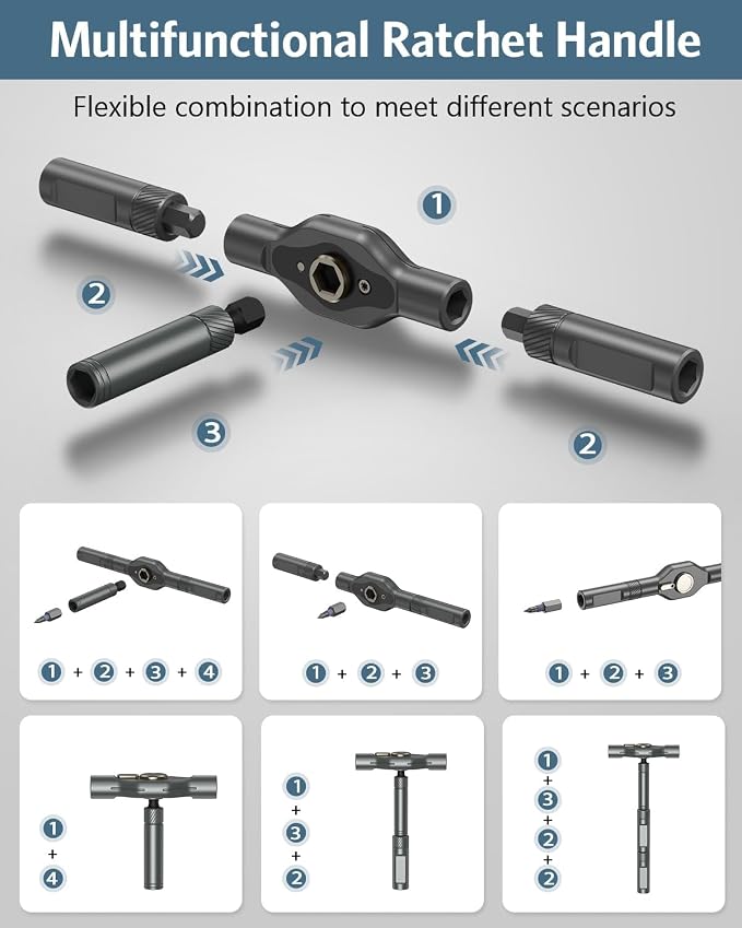 Upgraded 42 in 1 Magnetic Screwdriver Set, Ankilo DIY Ratchet Screwdriver Set, Multi Bit Magnetic Drive with 40 PCS Portable Repair Tool Kit for Valentine's Day Gifts Home, Bike, Repairs (Grey)