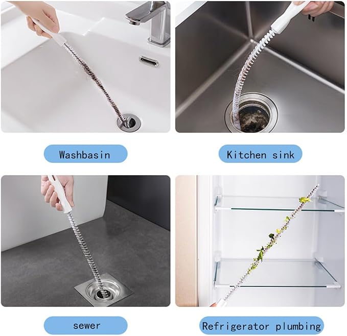 Sink Drain Overflow Cleaning Brush, Household Sewer Hair Catcher, 17.8 inch, White