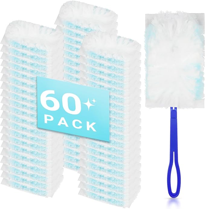 60 Count Disposable Duster Refills for Cleaning, for Swiffer Duster Refill | Multi-Surface Dusting Refills, Dusting Furniture, Blinds, Ceiling Fans, Helps Remove Allergens