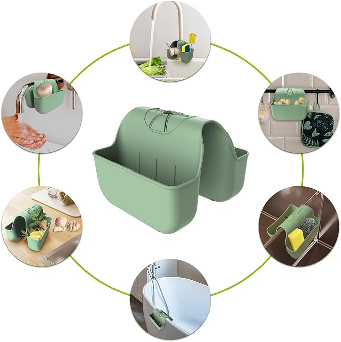 Hanging Silicone Sponge Holder for Kitchen Sink, Green
