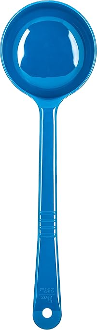 Carlisle FoodService Products 399214 Solid Long Handle Portion Control Spoon, 8 oz, Blue