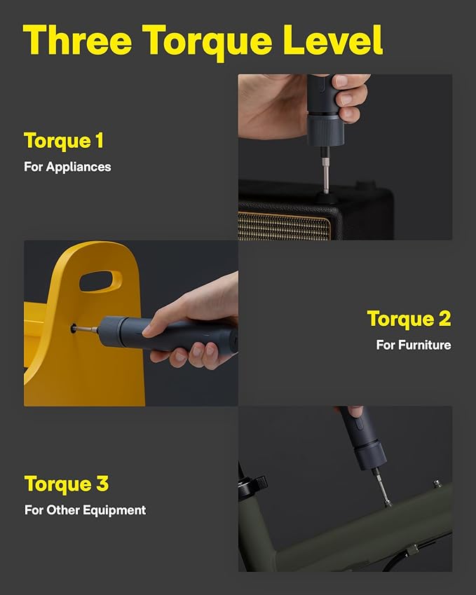 HOTO 25-Piece Upgraded Electric Screwdriver Kit, Cordless Screwdriver | 1/4'' Hex, Magnetic Lid, 1500mAh Rechargeable, LED Light, Ideal for Furniture Assembly, Home Repair, and Garage Projects