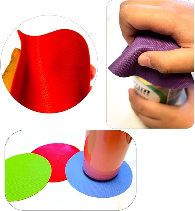 4pcs Rubber Jar Opener Bottle Gripper Non Slip Pad Multi-function Can Opener for Seniors with Arthritis Weak Hands (Circle Three)