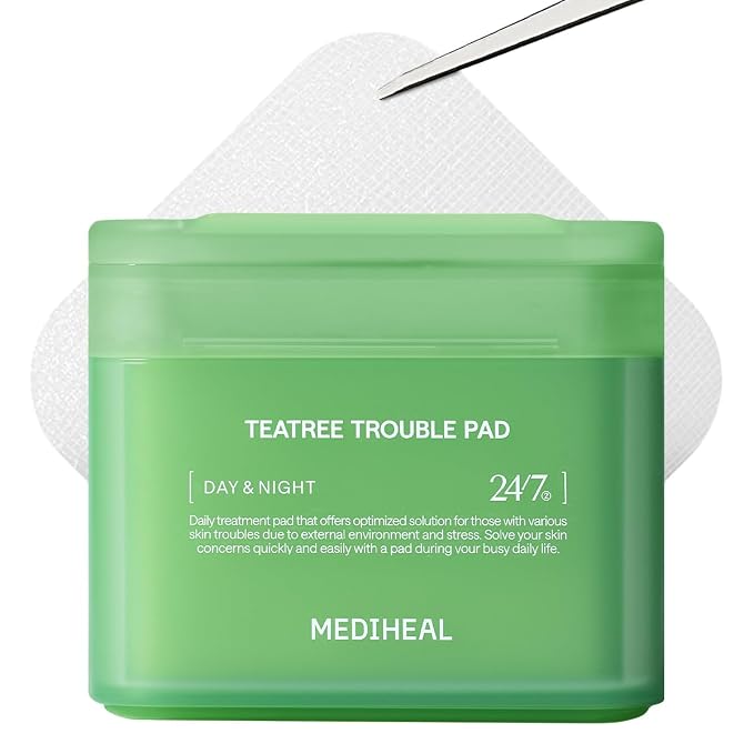 MEDIHEAL Toner Pads - Teatree Trouble Care Toner Pad (100 count) with Teatree & Lactobacillus - Calming & Soothing for Sensitive & Acne Prone Skin - Vegan Hypoallergenic Face Gauze, Korean Skin Care | with Pure Tea Tree for Sensitve & Acne-Prone Skin |...
