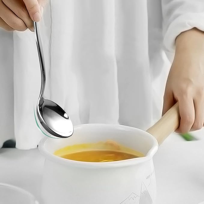Pekky Small Soup Ladle Spoon, Stainless Steel Gravy Ladle Spoon Set, 4 Pieces
