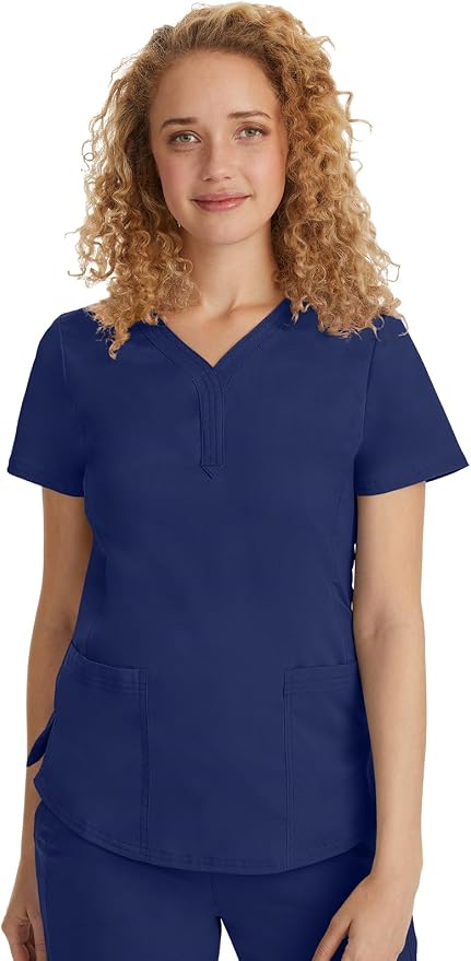 Healing Hands Purple Label Jane Scrub Top for Women Y-Neck Design | 2 Patch Pockets, Slim Fit Side Vents, Fitted Shirttail Silhouette, Breathable Comfort, Easy Care Fabric, Made for Every Shift