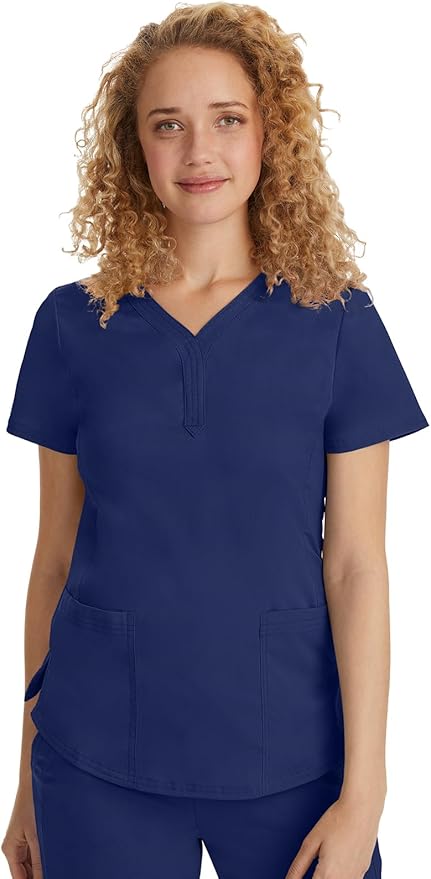 Healing Hands Purple Label Jane Scrub Top for Women Y-Neck Design | 2 Patch Pockets, Slim Fit Side Vents, Fitted Shirttail Silhouette, Breathable Comfort, Easy Care Fabric, Made for Every Shift