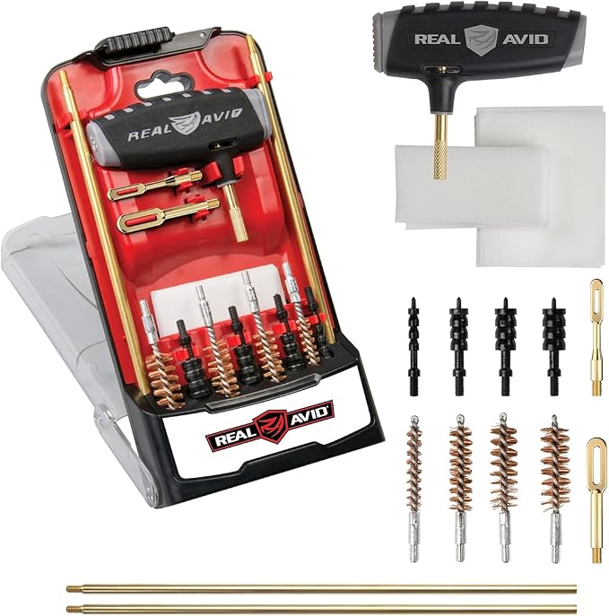 Real Avid PRO Handgun Cleaning Kit – Multi-Caliber Pistol Cleaning Kit for .22, 9mm, .357, .38, .40, .44 & .45 – Brass Rod, Bore Brushes, Jags, Patches & Crush-Proof Range Case