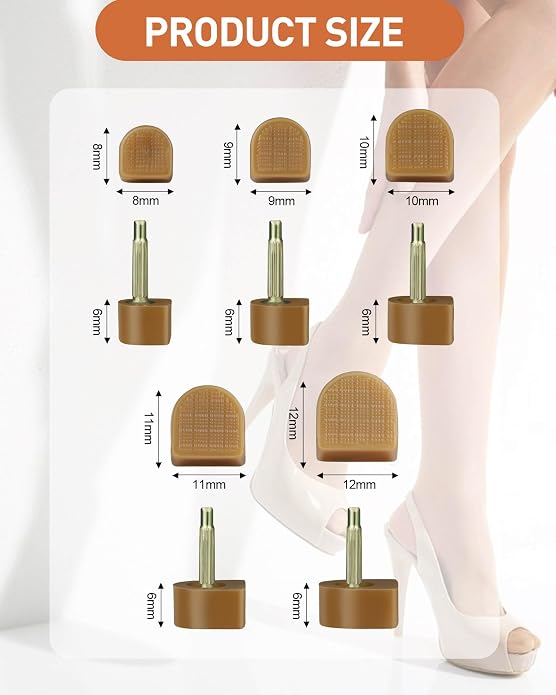 Heel Replacement Tips, 3 Colors to Choose, Durable Non-Slip High Heel Caps with Optional 6" Heel Pliers