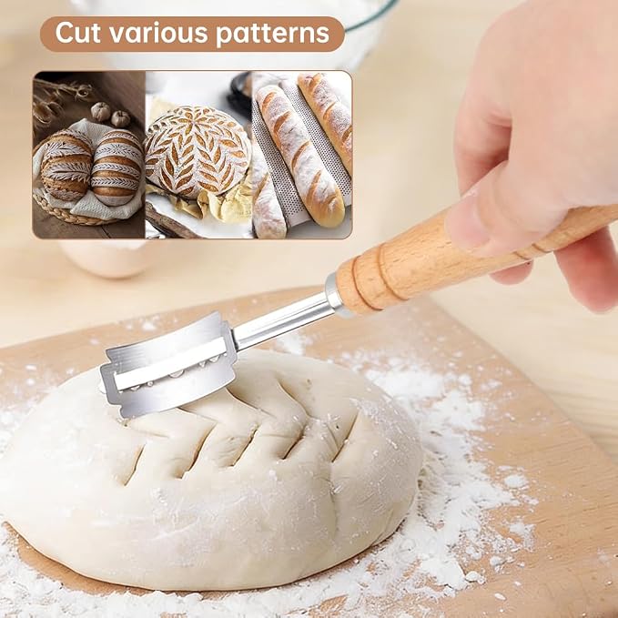 Baguette Bread Pan, Nonstick Baguette Pan for French Loaf Baking with Dough Scraper, Pastry Brush, Bread Lame, Replacement Blades, Banneton Cloth for Sourdough, Artisan Bake Baking
