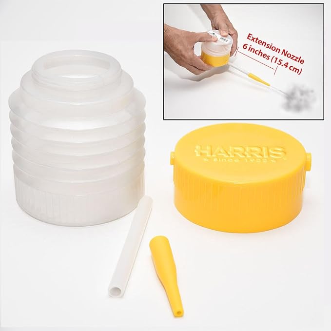 HARRIS Diatomaceous Earth Powder Duster with 6 Inch Extension Nozzle, for Easier Application of DE in Home & Outdoor Lawn and Garden Use