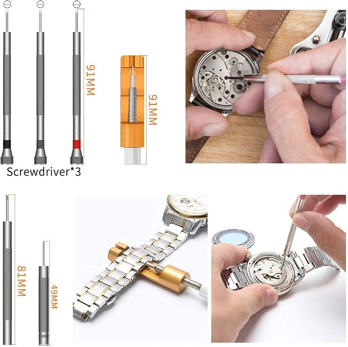 Kingsdun Watch Battery Replacement Tool Kit, 168Pcs Watches Repair Band Strap Link Pins Remover Adjustment Repairing Tools Sets with Carrying Case & Manual
