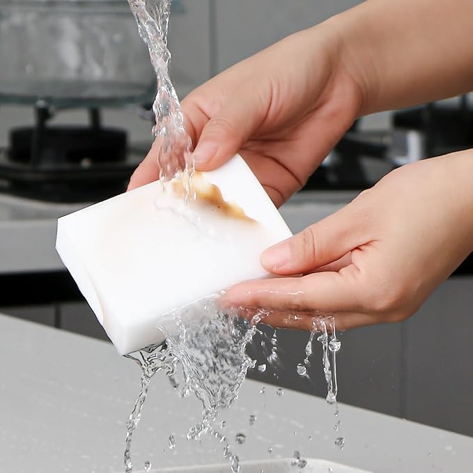 Magic Sponges Eraser,10 Pack Melamine Sponge in Bulk,2X Density,Long Lasting,Cleaning Sponge for Kitchen, Bathroom,Bathtub, Sink,Furniture, Wall Cleaner (White, 3.93x2.76x0.98in) | Just add Water,Easy to Use,for Kitchen, Bathroom, Bathtub, Sink, Wall C...