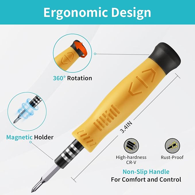 Mini Precision Screwdriver Set: Electronics Repair Tool Kit for Computer Laptop Nintendo Phone PS4 with 35PCS Bits T5 T6 T8 T10 T15 Torx Y00 Tri-wing for Beginner IT DIY