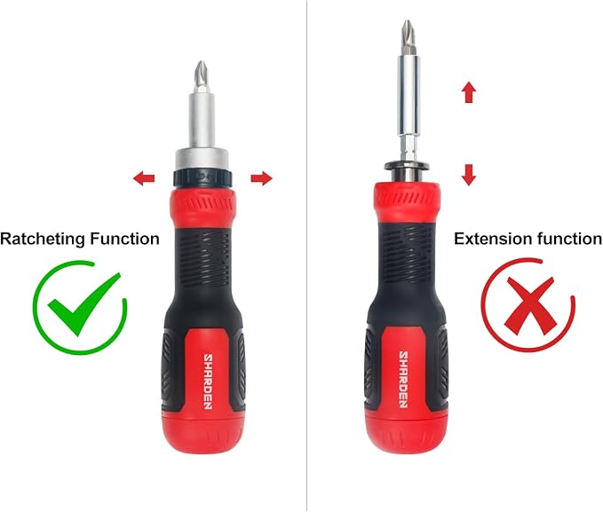13-in-1 Ratchet Screwdriver, Multi Screwdriver Tool, Ratcheting | All in One, Torx Security, Phillips, Flat Head, Hex, Square, 1/4 Nut Driver, Outdoor, Handle, Daily Repair Portable Tools