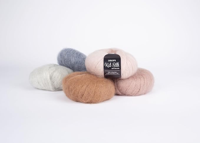 Mohair and Silk Yarn Drops Kid-Silk, 0 or Lace, 2 Ply, 0.9 oz 230 Yards per Ball (41 Powder)