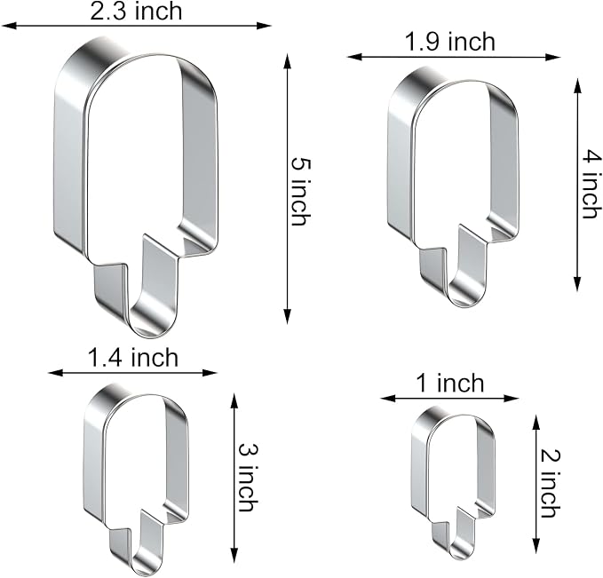 Popsicle Cookie Cutter Set for Summer - 5", 4", 3", 2" - 4 Piece - Stainless Steel