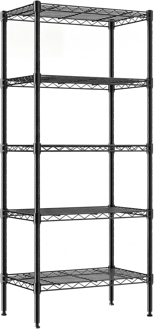DUMOS 5-Tier Metal Storage Shelves, 23" W Adjustable Standing Storage Rack Shelf, Heavy Duty Steel Shelving Unit Organizers for Kitchen Bathroom Pantry Garage, 23.3" Wx13.4 Dx60 H