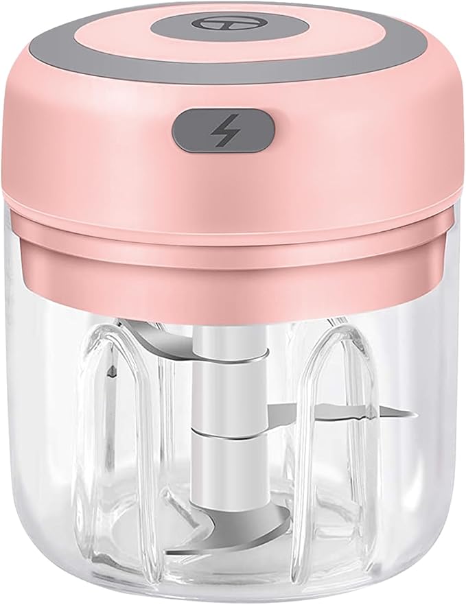 Electric Garlic Mincer, 250ML Small Onion Chopper USB, Portable Mini Food Processor for Vegetable Chopper Garlic Ginger Chili Veg, Pink