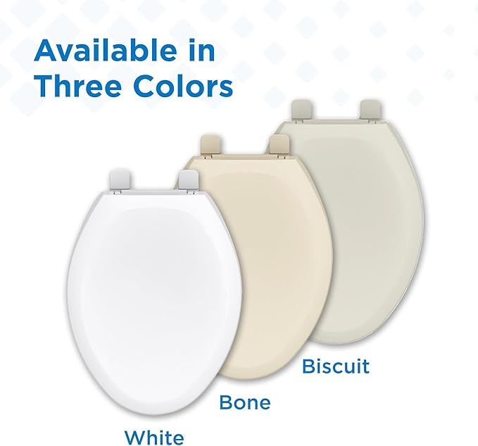 Gerber Elongated Toilet Seat with Cover, Soft Close, No Slam, Quick & Easy Install, Heavy-Duty Plastic, Adjustable Fit for Standard Elongated Toilets, Durable & Fade-Resistant, White G0099213