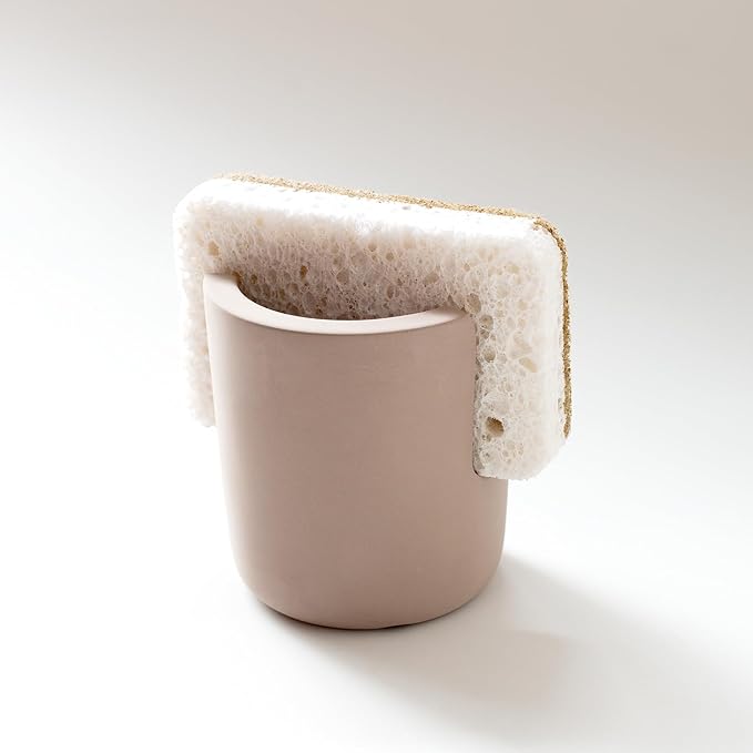 Selegna Diatomite Stoneware Sponge Holder & Sink Caddy, Drying Stone Kitchen Sink Organizer for Counter, Water-Absorbing Diatomaceous Earth Sponge Tray for Kitchen & Bathroom Countertop