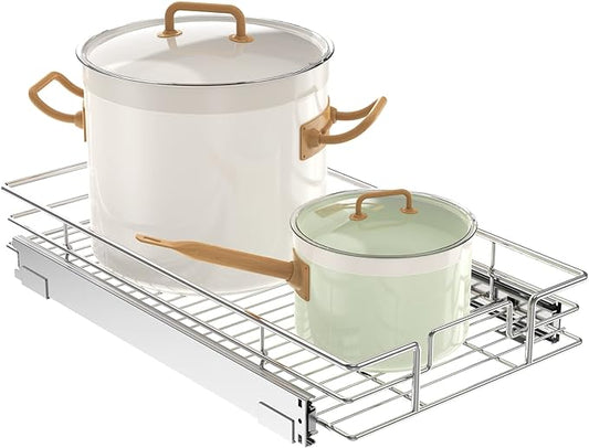 LOVMOR Pull Out Cabinet Organizer 14½" W x 21½" D, Kitchen Cabinet Pull Out Shelves Slide Out Storage