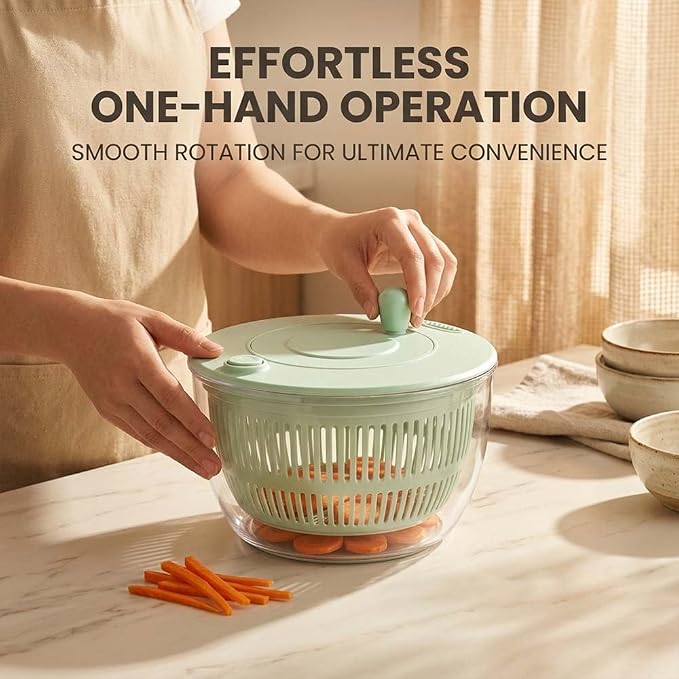2026 Salad Spinner Vegetable Chopper, Multifunctional Vegetable Slicer & Food Shredder with 6 Blades, Manual Lettuce Dryer and Fruit Washer, Kitchen Prep Gadget for Salad, Fruits and Vegetables