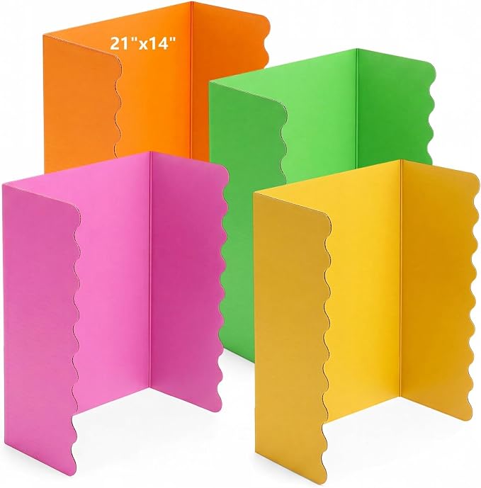 Mooliwe 4 Pack 21" X 14" Trifold Poster Board Tri Fold Poster Boards Foldable Corrugated Business Presentation Display Paper Boards for Science Fair Events, School Projects, Exhibitions
