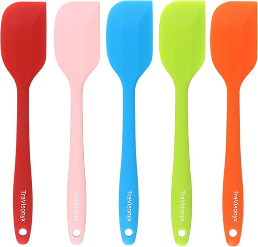 5 Pcs Silicone Spatula,Food Grade Rubber Spatula, Spatulas Silicone Heat Resistant, Used for Baking, Cooking, non Stick, Dishwasher Safe, BPA Free(21.3cm/8.4Inch)