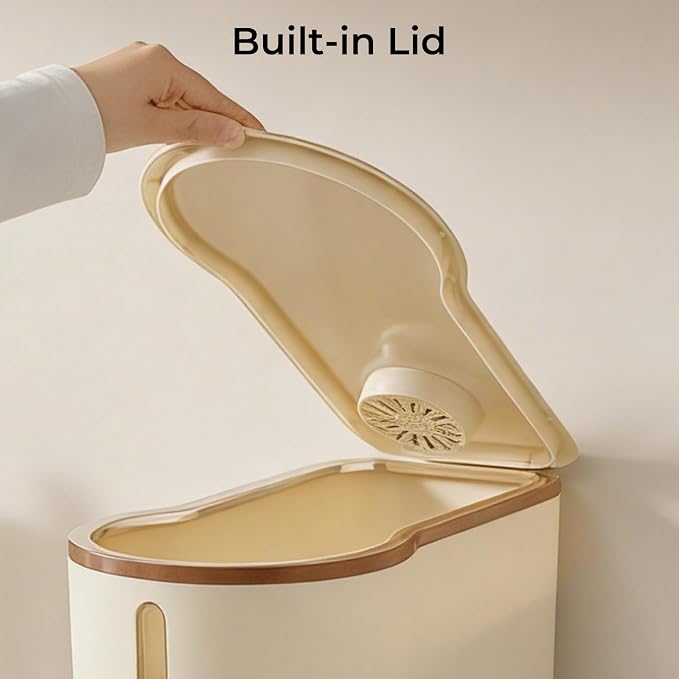 UFORU Rice Dispenser, Rice Storage Container with Measuring Cup for Kitchen Pantry Household, Cereal Dry Food Storage Containers Airtight, Sealed Moisture Proof (Brown 13 Lbs)