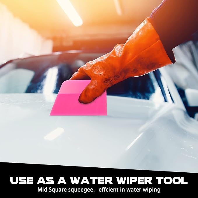 4 Pcs PPF Squeegee Soft Silicone Rubber Scraper, Anti Scratch TPU Coating Scraper for Car Vinyl Paint Protection Film Installation, Vinyl Wrap and Window Tint Windshield Glass Cleaning Kit, 4 Sizes