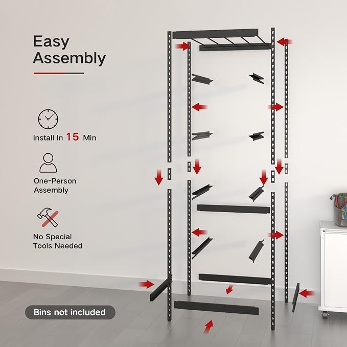 27 Gallon Tote Storage Rack, Heavy-Duty Storage Bin Rack Organizer, 5-Tier Standing Storage Bin Shelves, 250 lb Capacity, Maximize Space for Garage, Warehouse, Utility, 2 Pack (Totes Not Included)