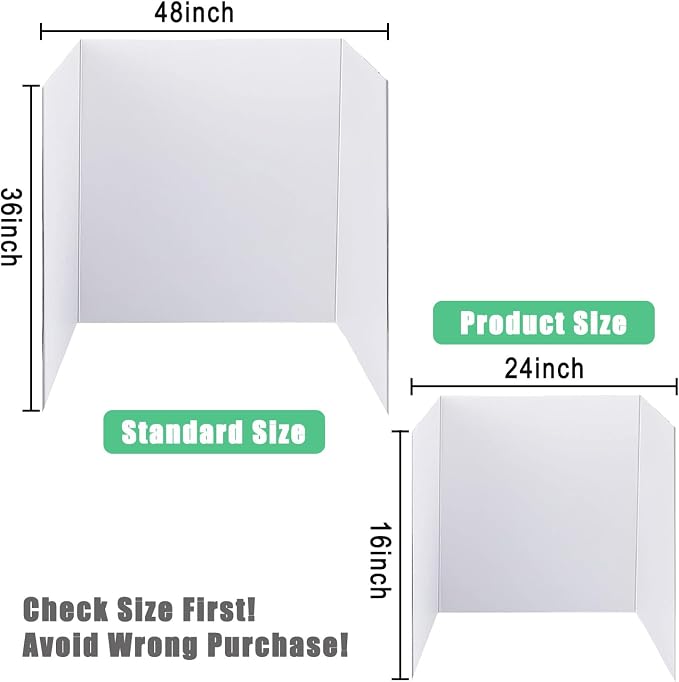 Trifold Poster Board, 24" x 16", 5-Pack, White Corrugated Project Boards for Science Fairs, School Projects, Event Displays, and Business Presentations