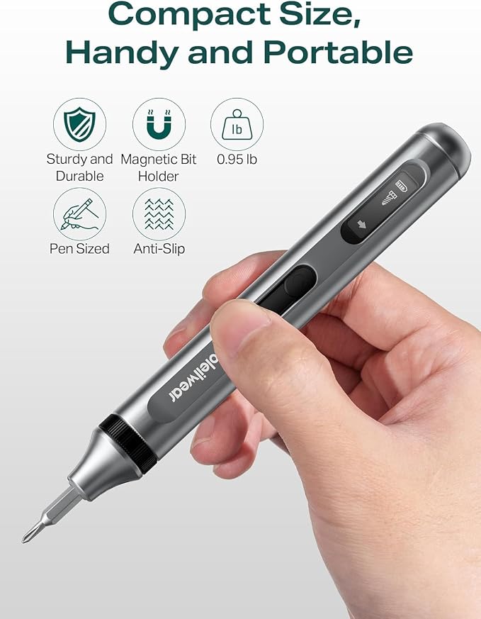 Mini Electric Screwdriver Set, 52-in-1 Precision Screwdriver Repair Kit | Power Small Screwdriver Repair Tool Kit with 48 Magnetic Bits, Tweezers and Pry Bar for Laptop Phone Camera Electronics