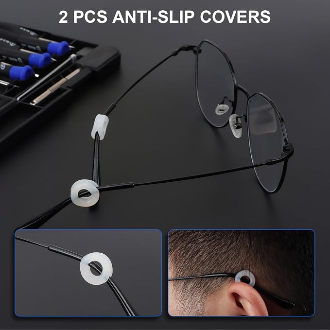 STREBITO Glasses Repair Kit, All-in-One Eyeglass Repair Kit | 16 Sizes of Screws, 12 Pairs of Nose Pads & Tweezer, Precision Screwdriver Set for Glasses, Sunglasses & Small Electronics