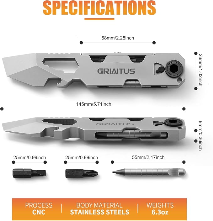 EDC Pry Bar Multitool with Bi-Directional Ratchet Screwdriver, Men Gifts | Everlasting Pen, Wrenches, Crowbar, Bottle and Box Opener Your Versatile Companion for Everyday Carry and Camping Accessories