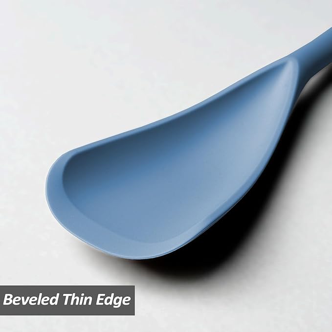 Silicone Spatula Spoon, Great for Both Cooking and Serving Durable BPA-Free Matte Black Silicone, Seamless Design, Safe for Nonstick Cooking Surfaces, 2-Pcs, Starry Blue