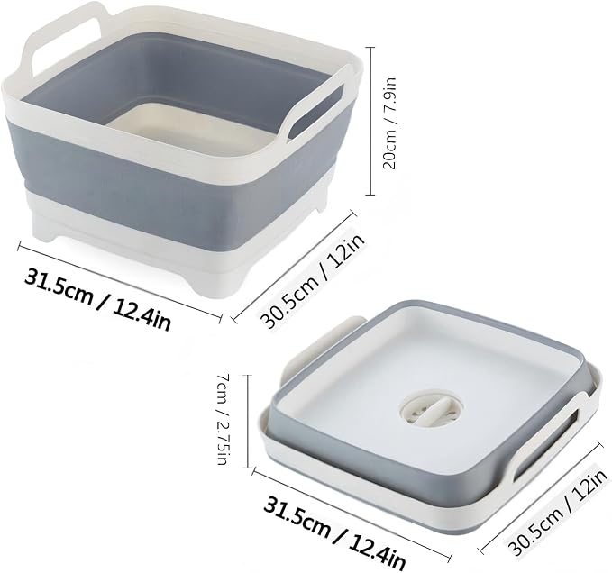 Foldable Sink Vegetable Fruit Bowl Dish Washing Storage Basin Basket, Portable Space-Saving for Kitchen, RV, Campers, and Travel Trailers