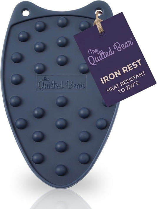 The Quilted Bear Mini Iron Rest - Silicone Heat Resistant Mat for Stress-Free Crafting, Sewing & Quilting Supplies - Durable and Protective Surface for Mini Iron (Navy Blue)