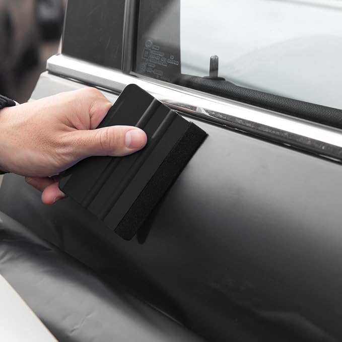 AMZDEPOT Squeegee for Vinyl, 2 Pcs, 4 Inch, Black | Extra 2 Felt Replacements, Car Wrap, Craft Sign Making, DIY Crafting, Window
