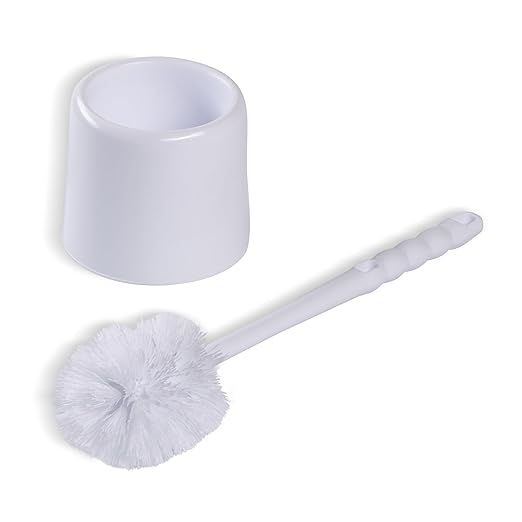 SPARTA 16-Inch Bowl Brush with Caddy, Toilet Bowl Cleaning Brush with Polypropylene Bristles and Storage Holder, White